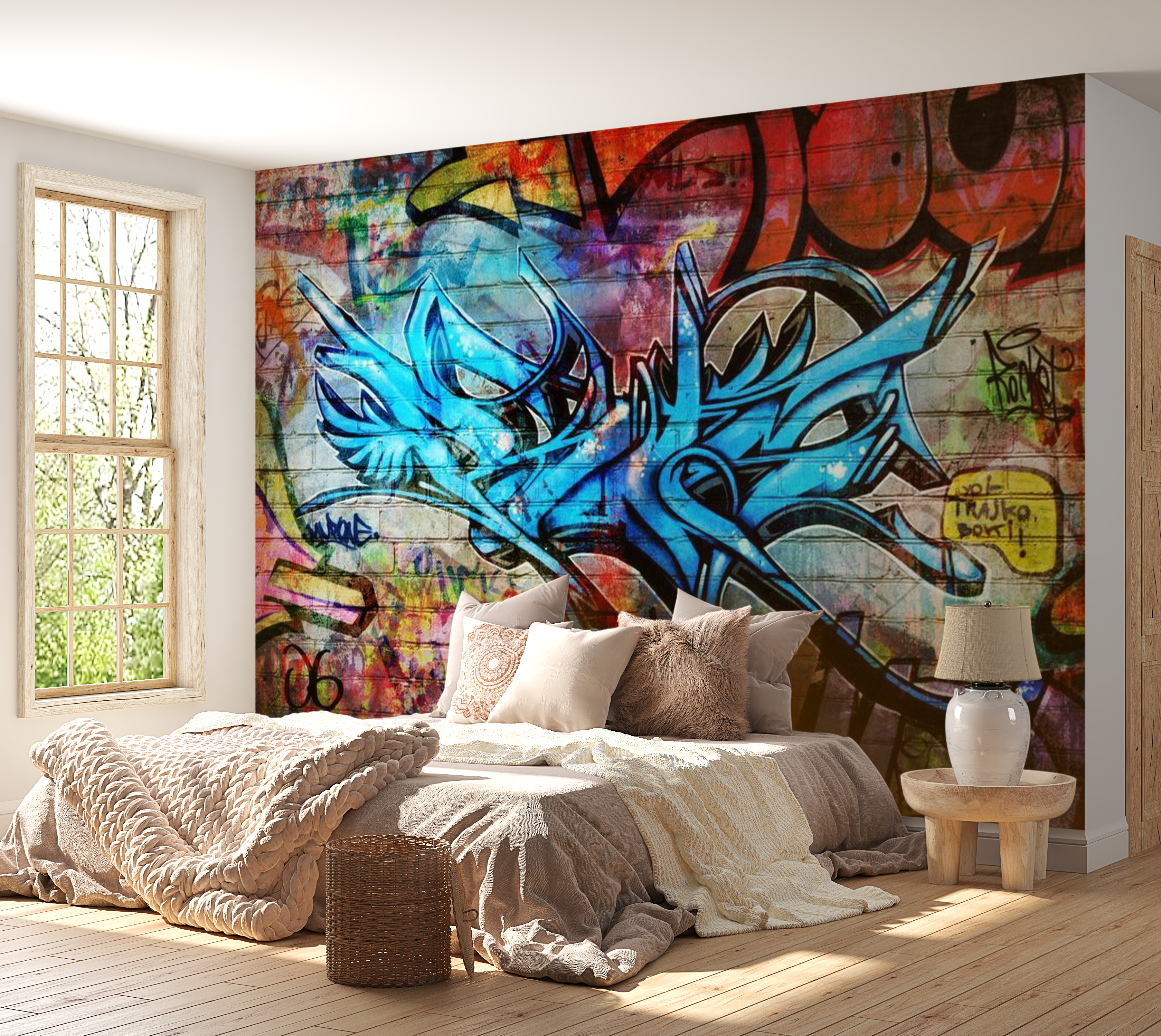 Street Art Wallpaper Wall Mural - Art Crime 39"Wx27"H