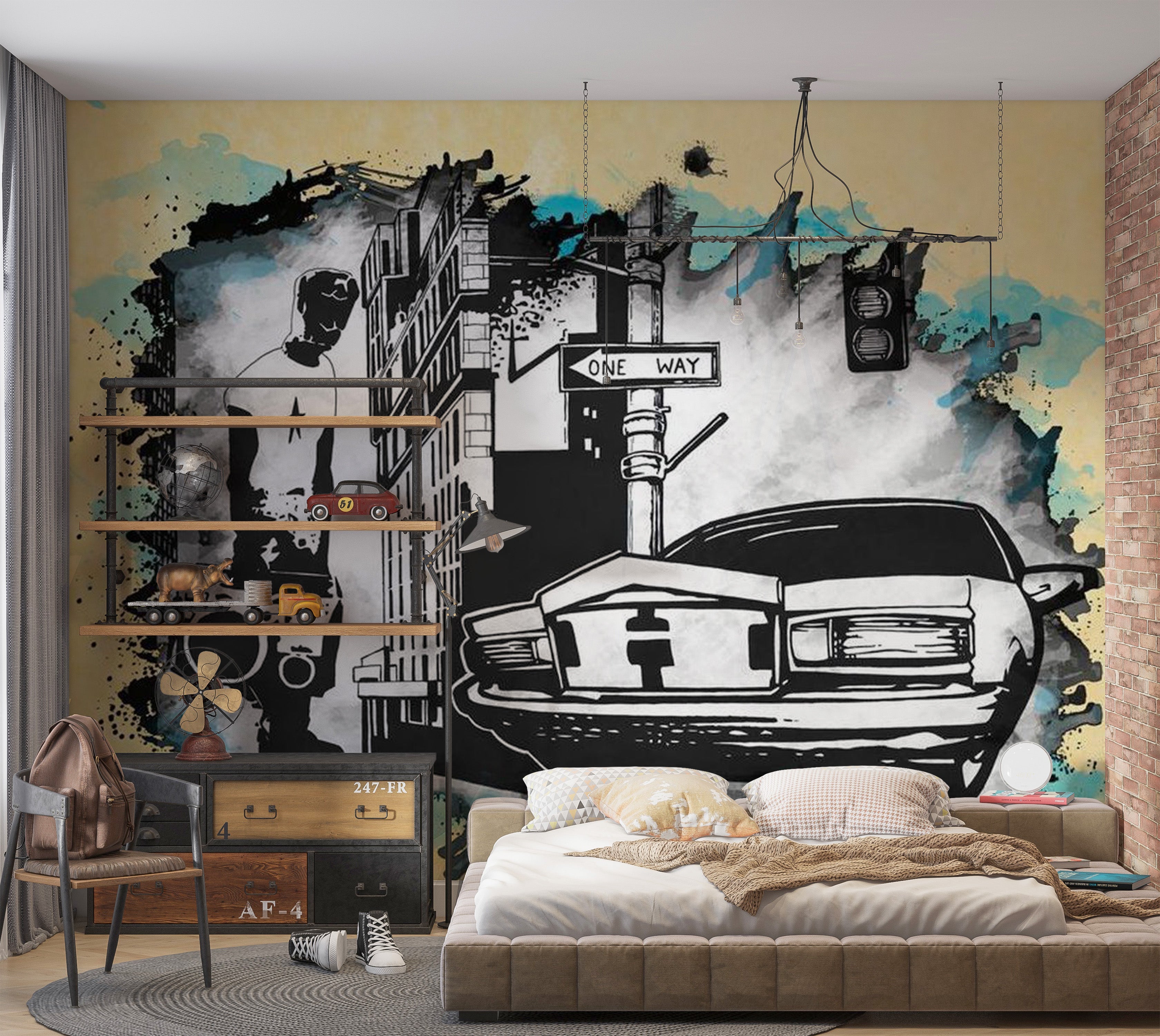 Street Art Wallpaper Wall Mural - Cool Urban Car 118"Wx90"H