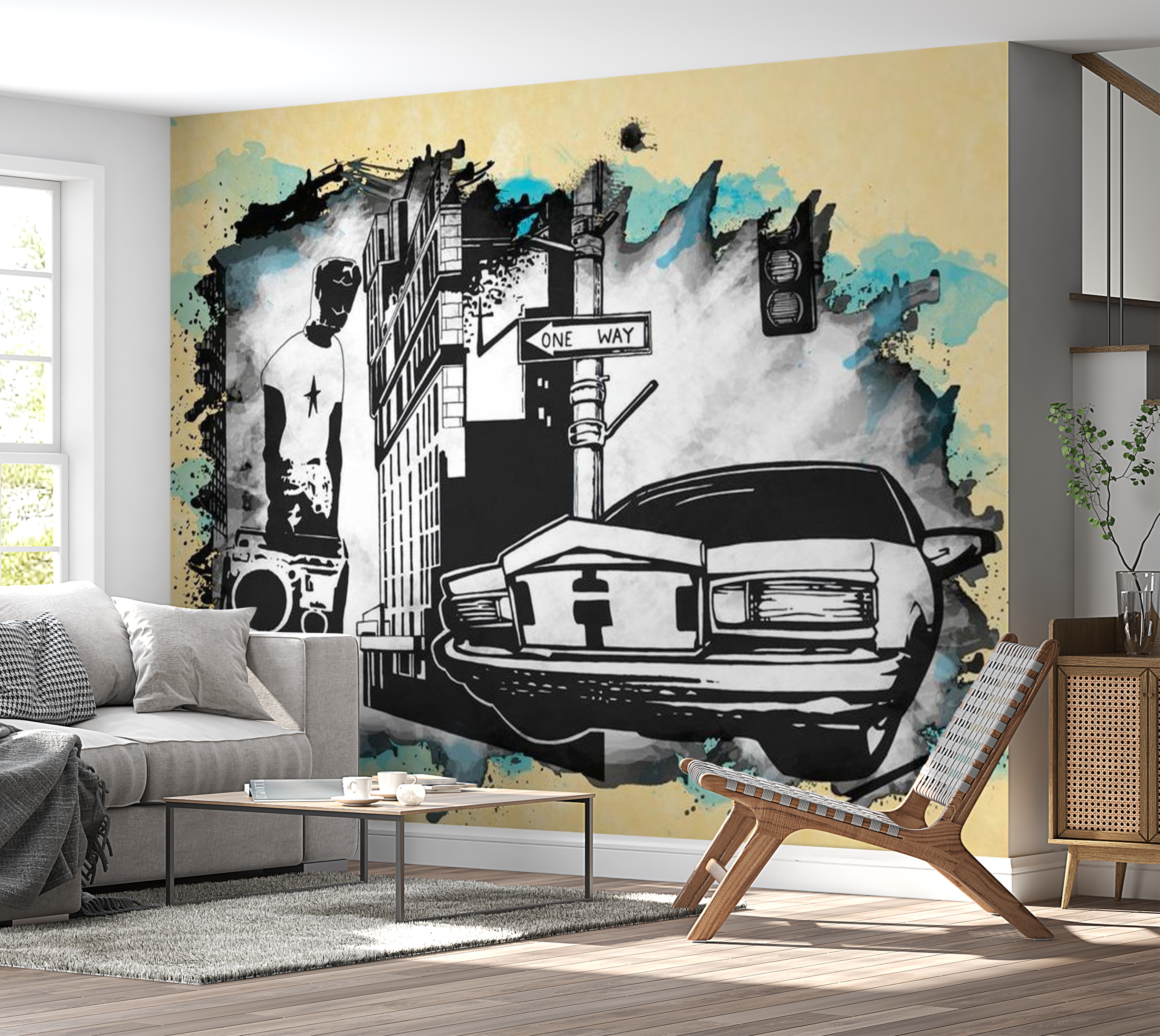 Street Art Wallpaper Wall Mural - Urban Atmosphere 118"Wx90"H