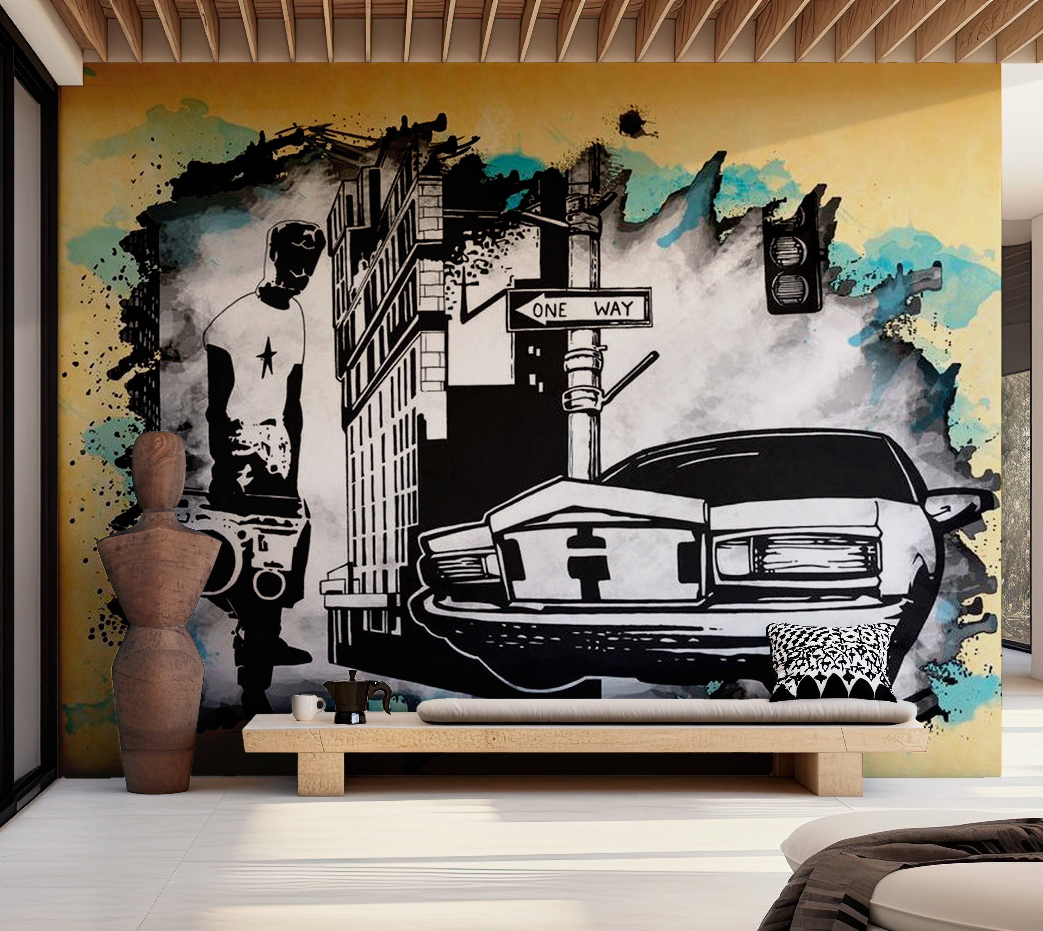 Street Art Wallpaper Wall Mural - Cool Urban Car 118"Wx90"H