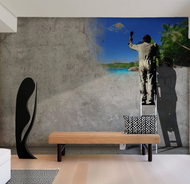Street Art Wallpaper Wall Mural - Creating Paradise 39"Wx27"H