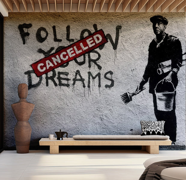 Street Art Wallpaper Wall Mural - Dreams Cancelled Banksy 39"Wx27"H