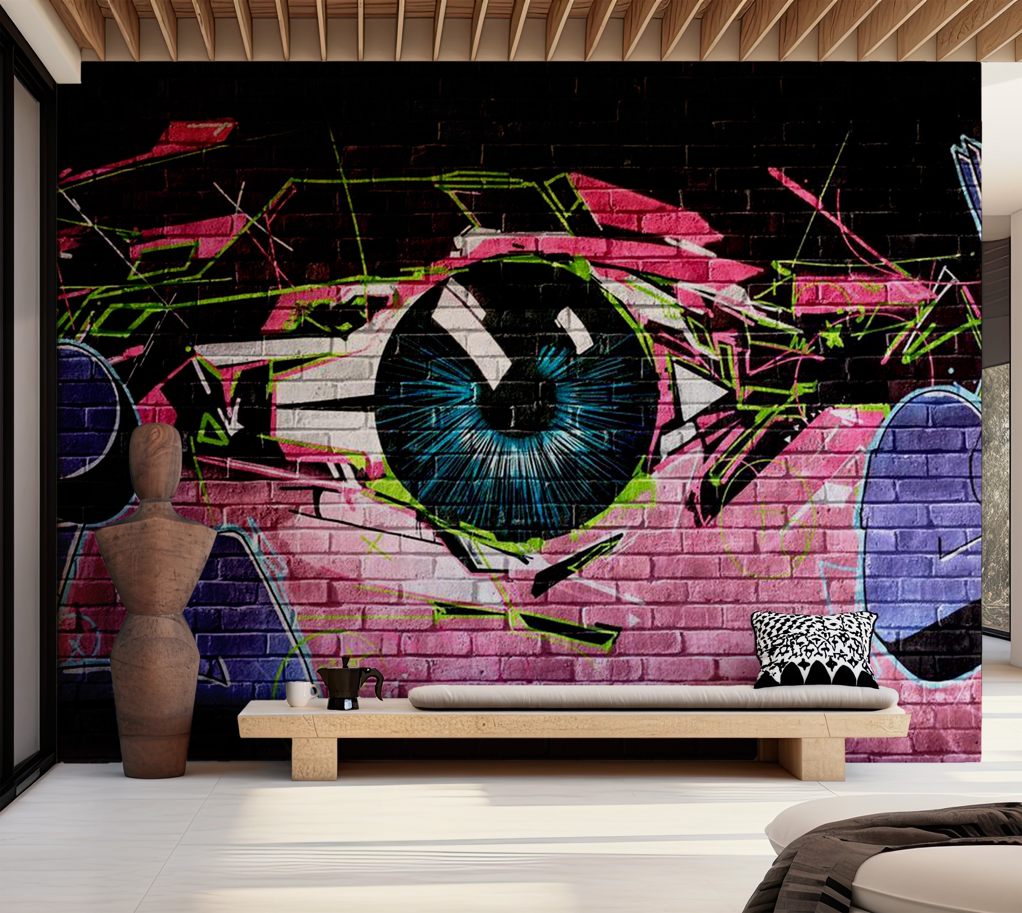 Street Art Wallpaper Wall Mural - Eye Spy Graffiti 118"Wx90"H