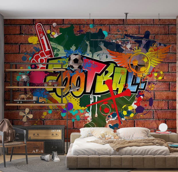 Street Art Wallpaper Wall Mural - Football Fans 39"Wx27"H