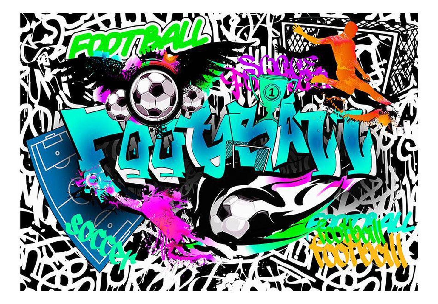 Street Art Wallpaper Wall Mural - Football Graffiti Vibes