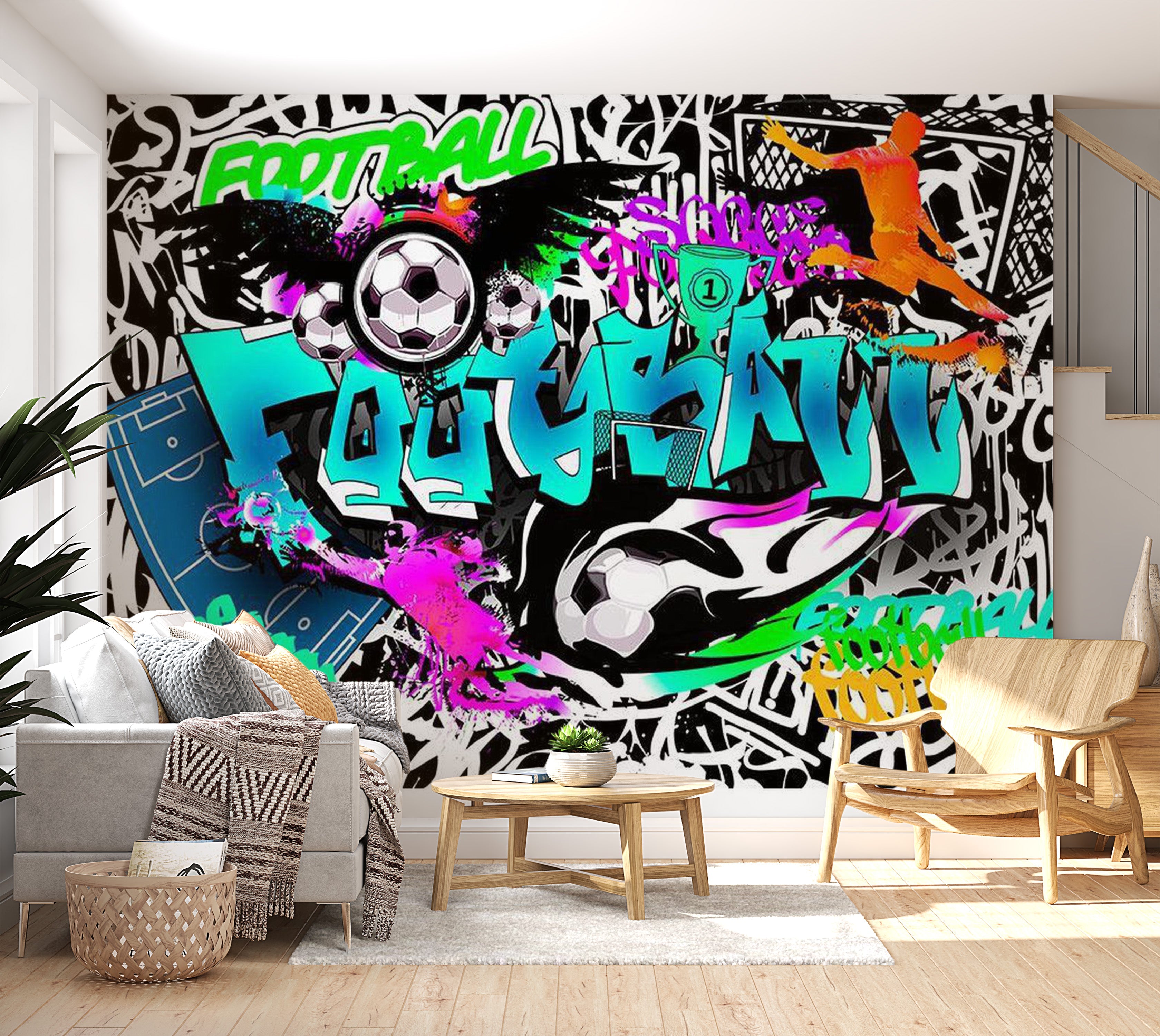 Street Art Wallpaper Wall Mural - Sports Graffiti 39"Wx27"H