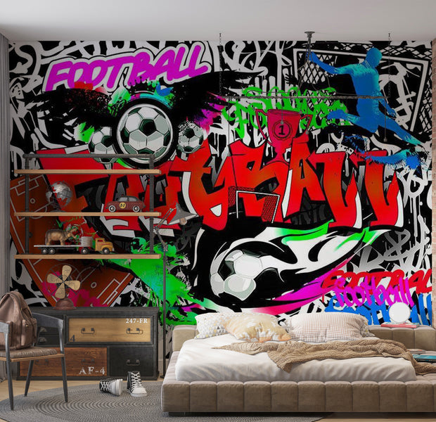 Street Art Wallpaper Wall Mural - Football Passion 39"Wx27"H
