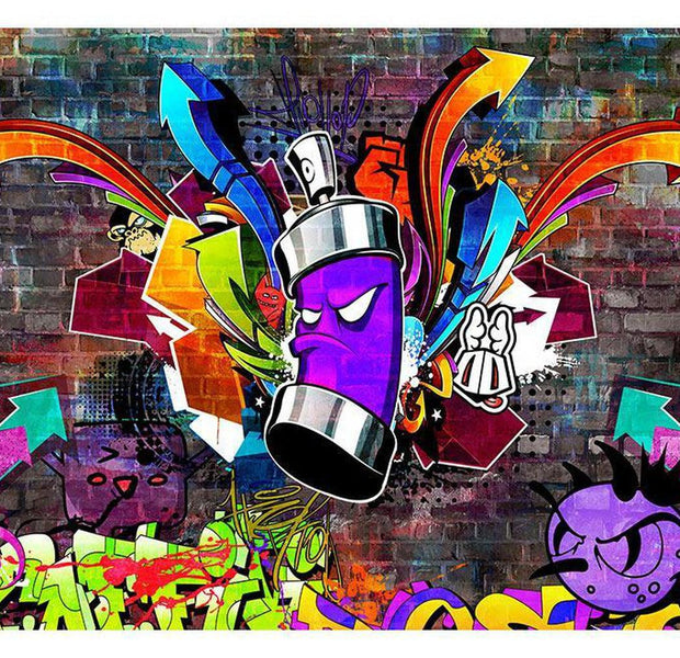 Street Art Wallpaper Wall Mural - Graffiti Attack Purple