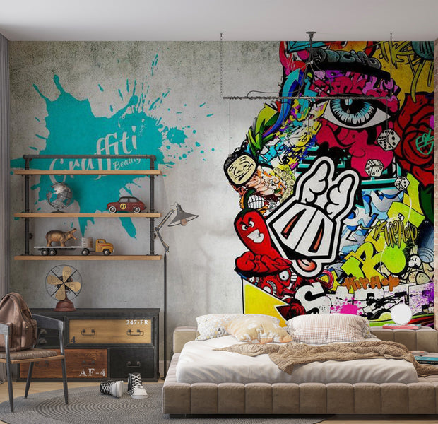 Street Art Wallpaper Wall Mural - Graffiti Beauty 39"Wx27"H