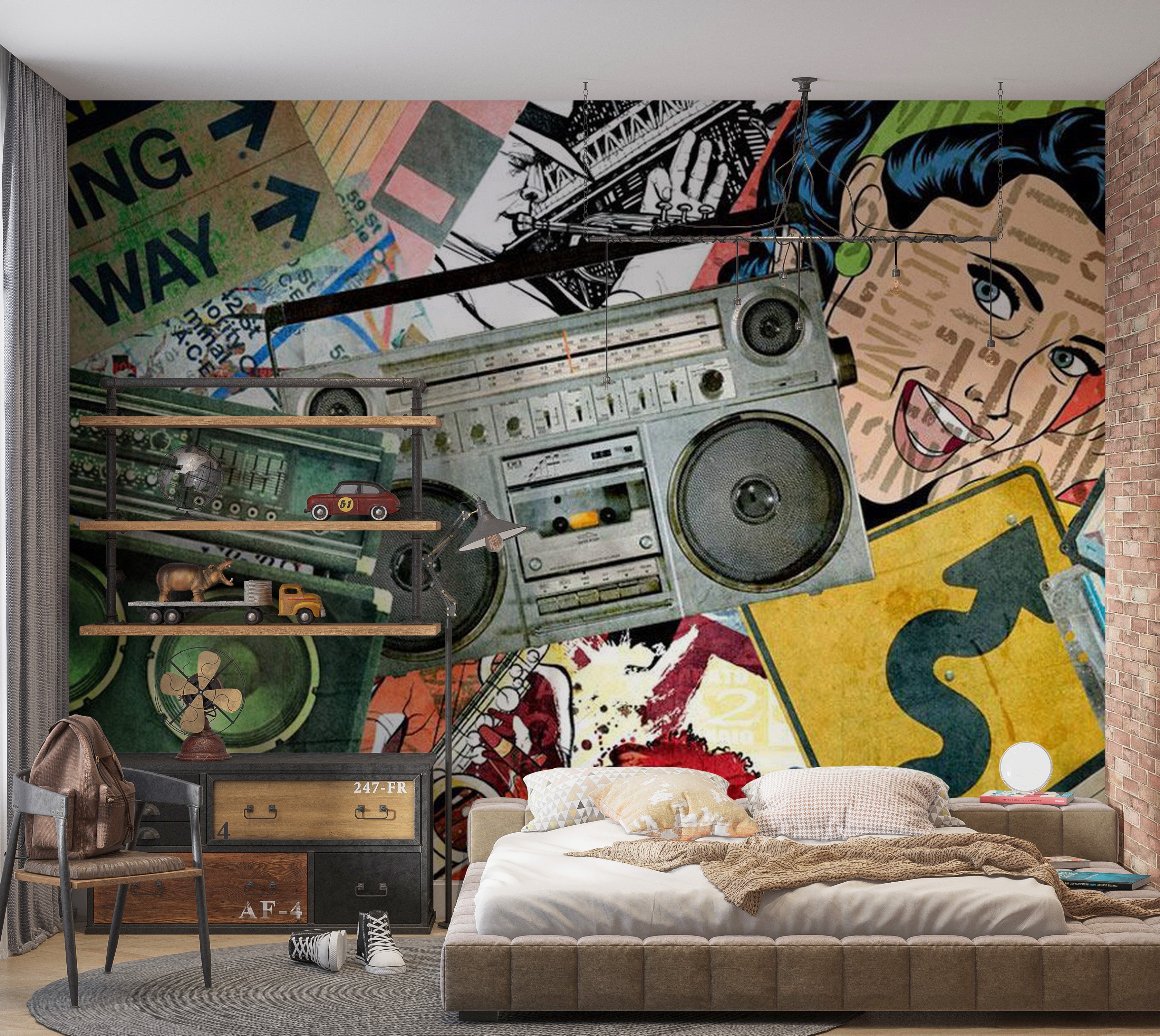 Street Art Wallpaper Wall Mural - Graffiti Girl 39"Wx27"H