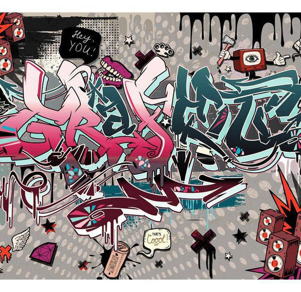 Street Art Wallpaper Wall Mural - Graffiti Hey You