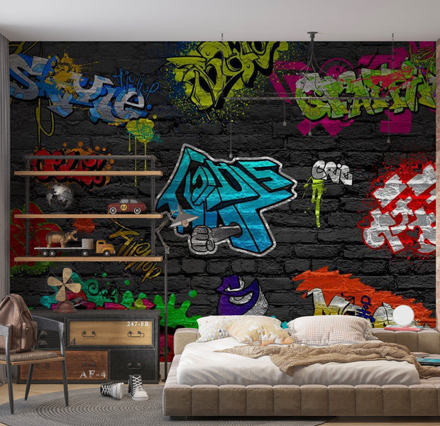 Street Art Wallpaper Wall Mural - Graffiti Mix 39"Wx27"H