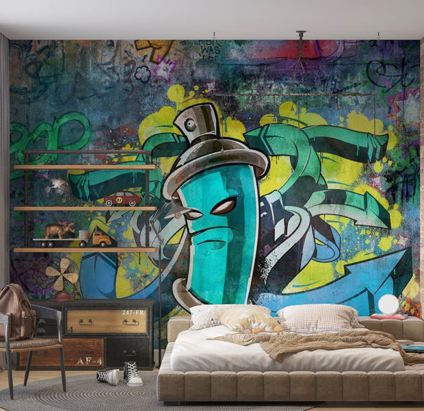 Street Art Wallpaper Wall Mural - Graffiti Wall Warrior 39"Wx27"H