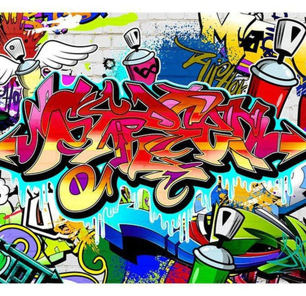 Street Art Wallpaper Wall Mural - Graffiti Wings Red