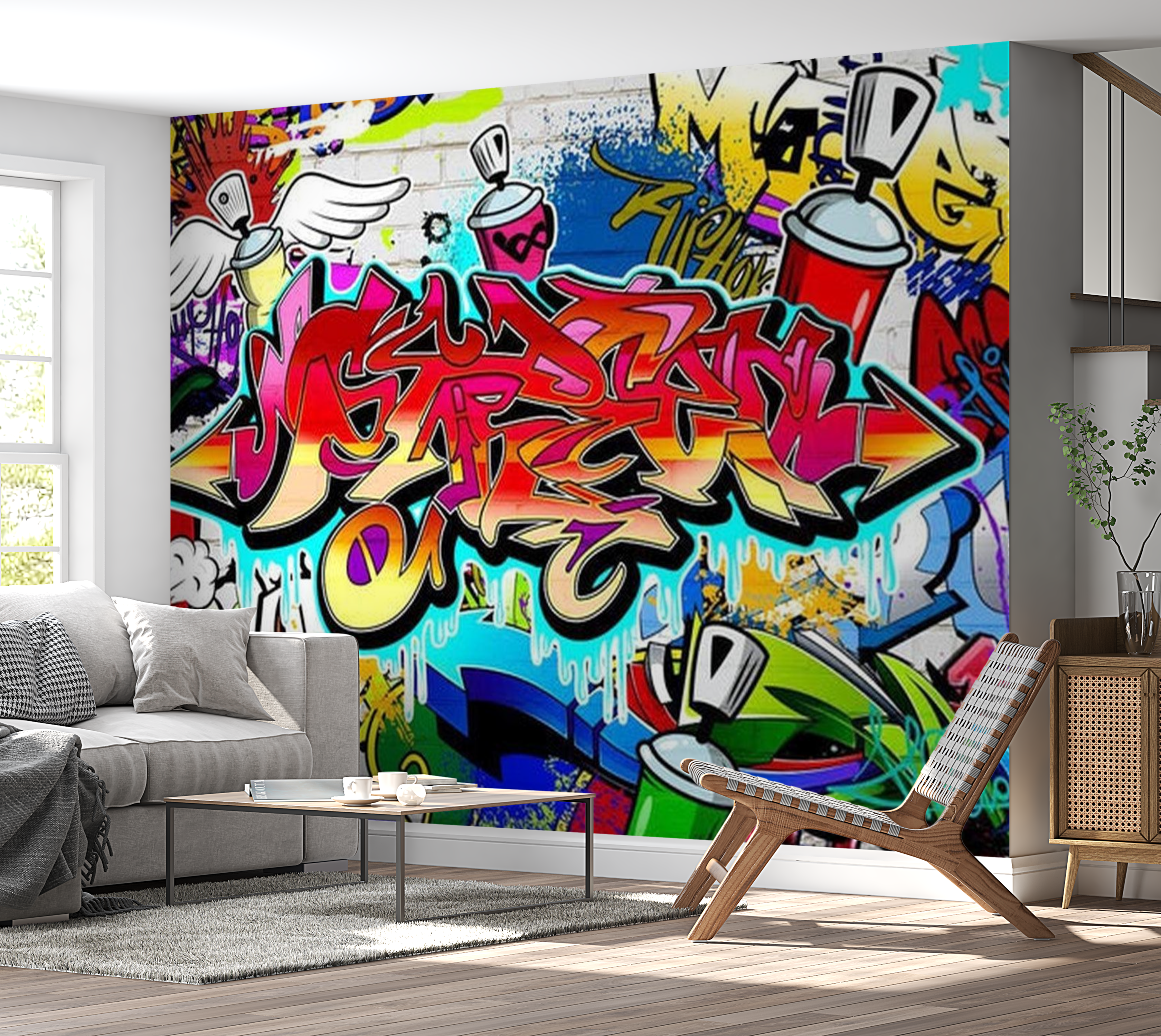 Street Art Wallpaper Wall Mural - Street Art:Red Theme 39"Wx27"H