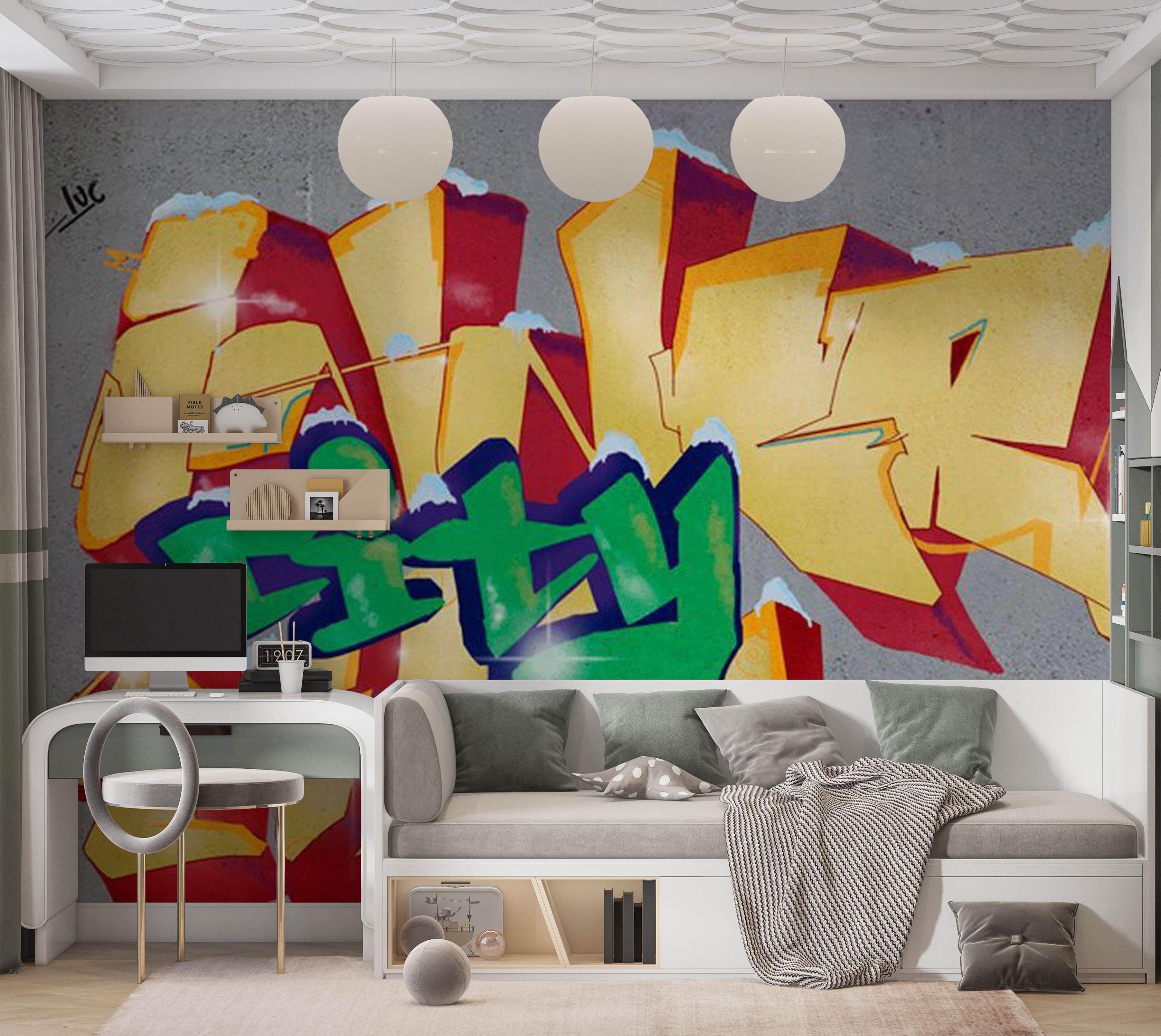 Street Art Wallpaper Wall Mural - Inner City Life 118"Wx90"H