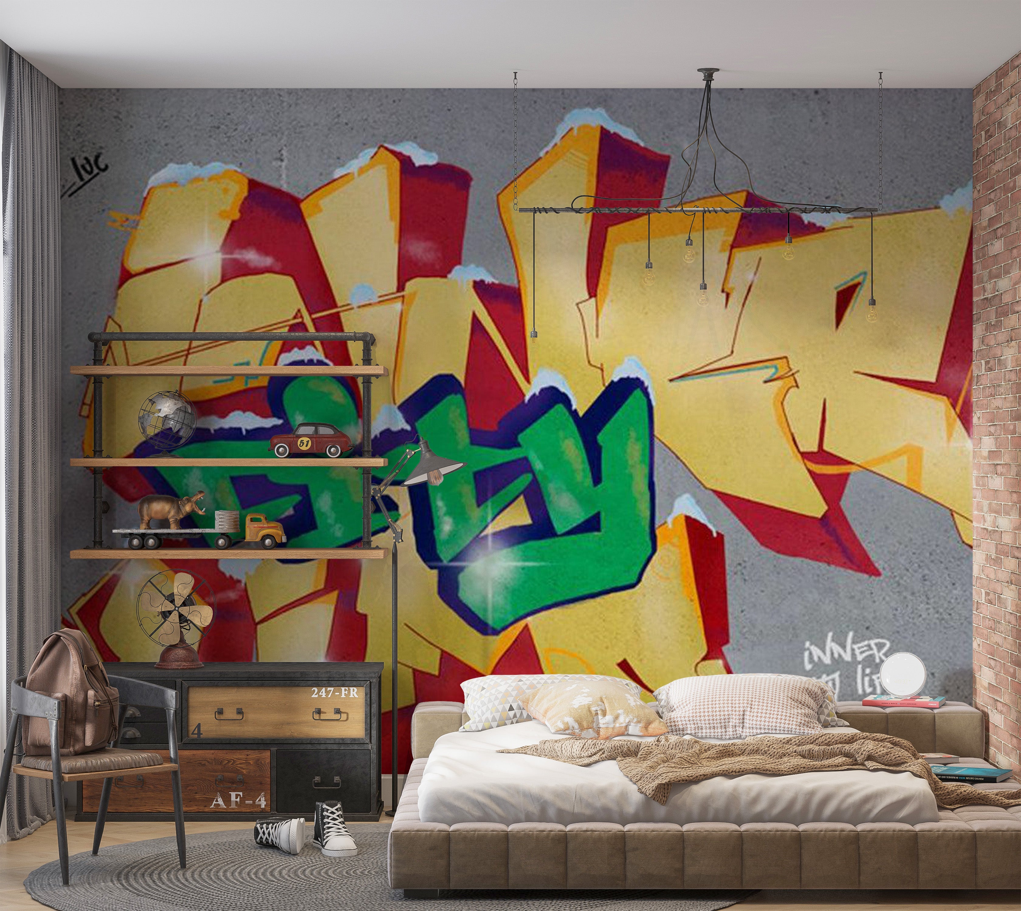 Street Art Wallpaper Wall Mural - Inner City Life 118"Wx90"H