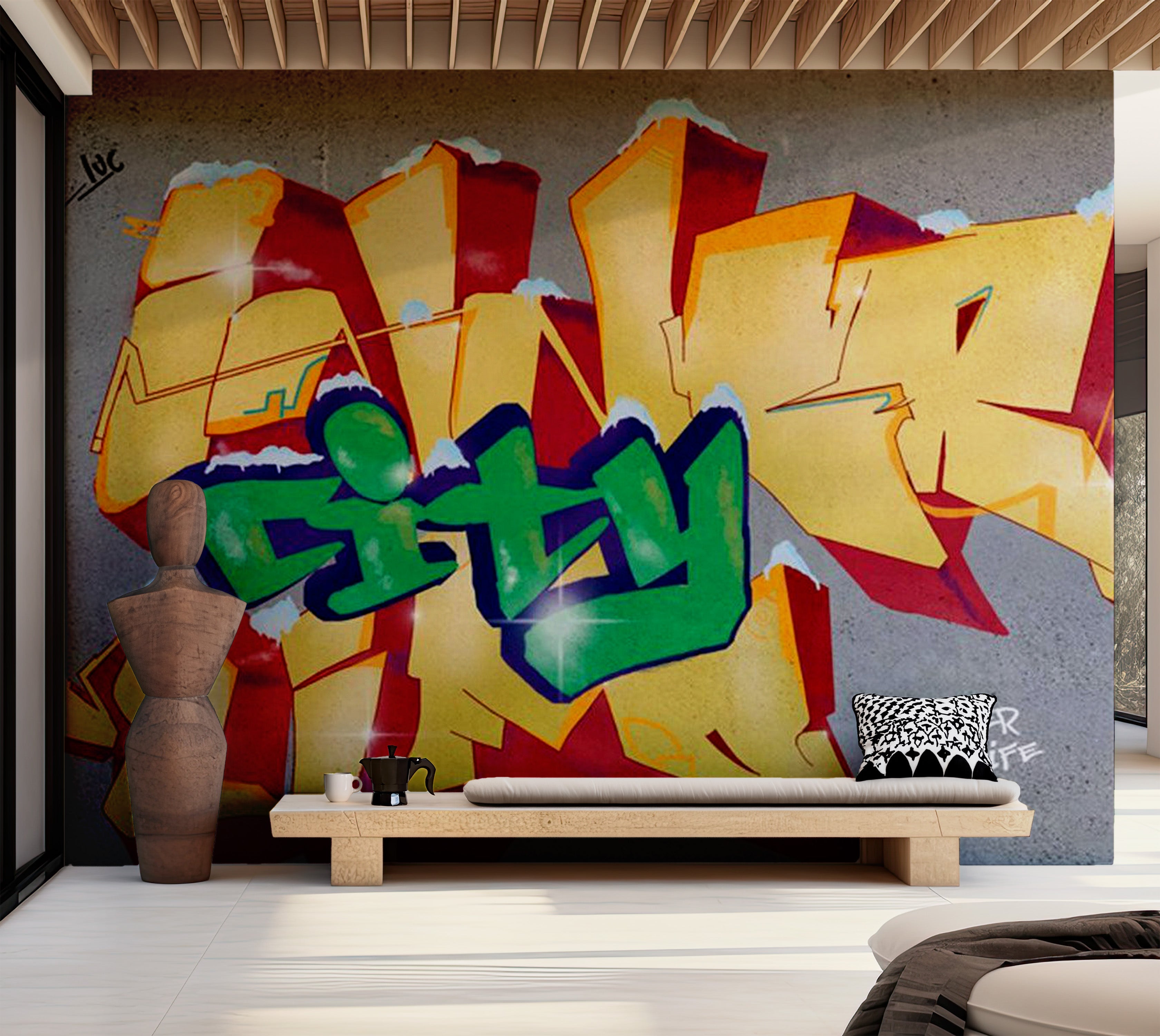 Street Art Wallpaper Wall Mural - Inner City Life 118"Wx90"H