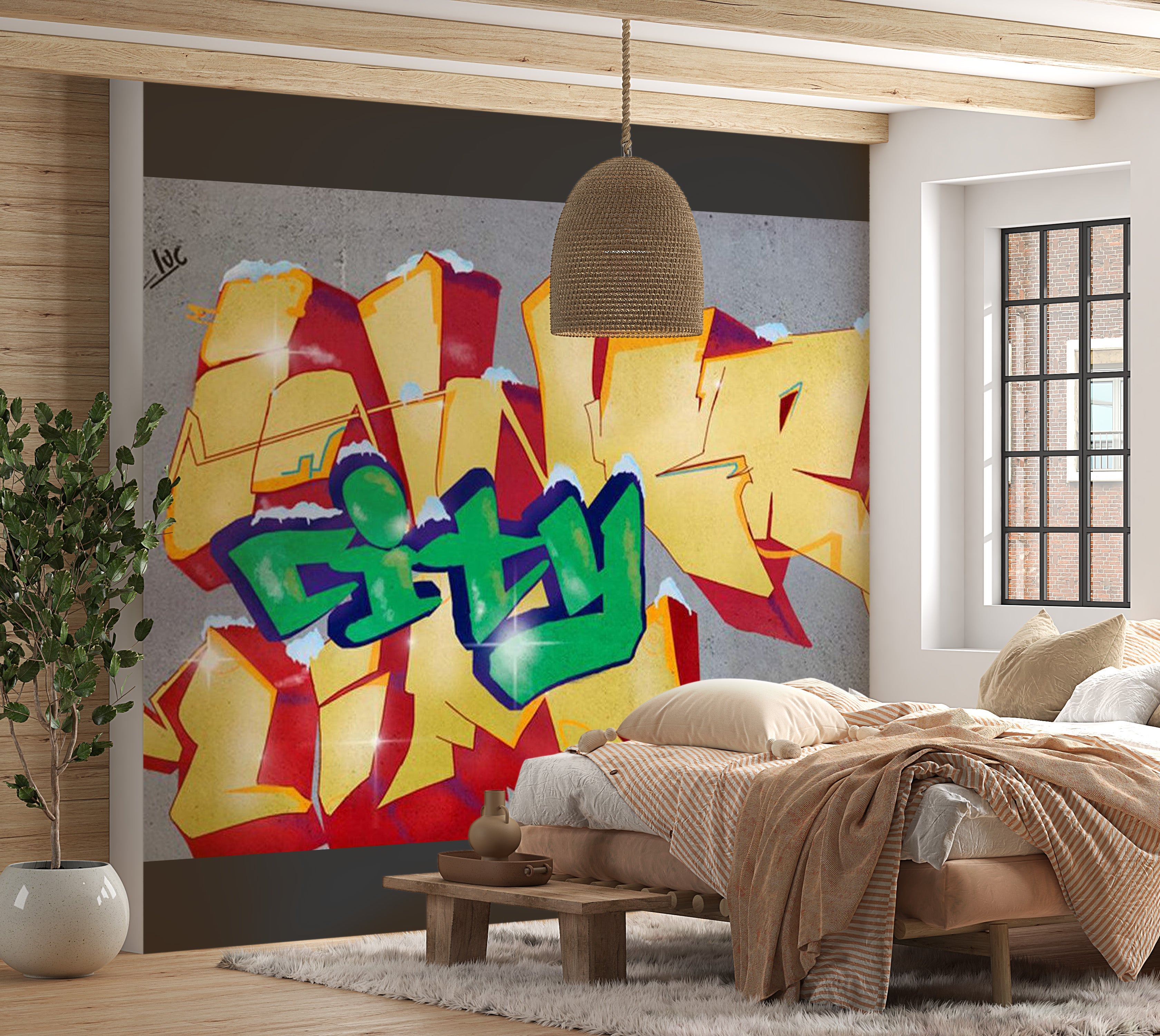 Street Art Wallpaper Wall Mural - Inner City Life 118"Wx90"H