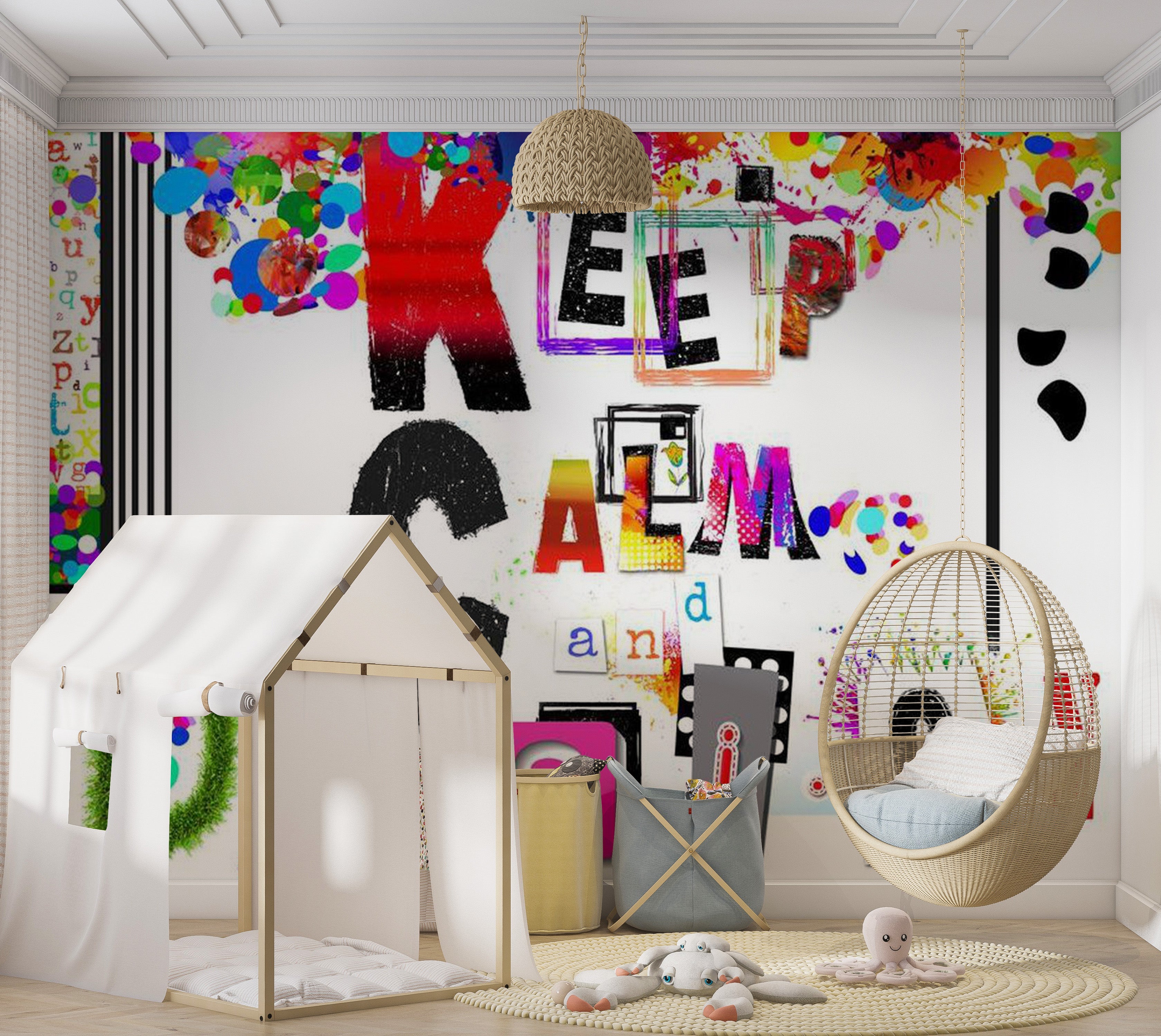 Street Art Wallpaper Wall Mural - Keep Calm And Design 39"Wx27"H