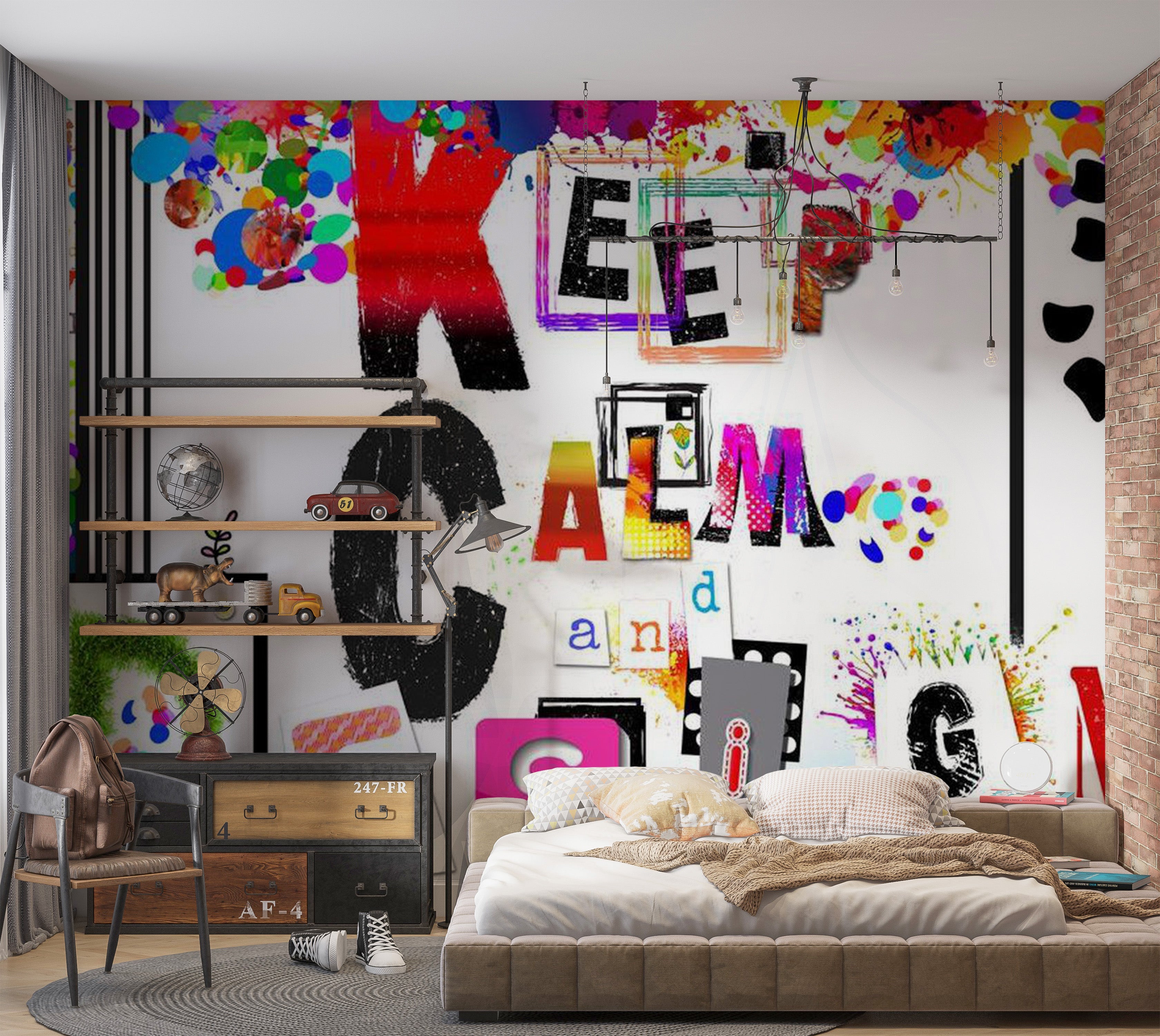 Street Art Wallpaper Wall Mural - Keep Calm And Design 39"Wx27"H