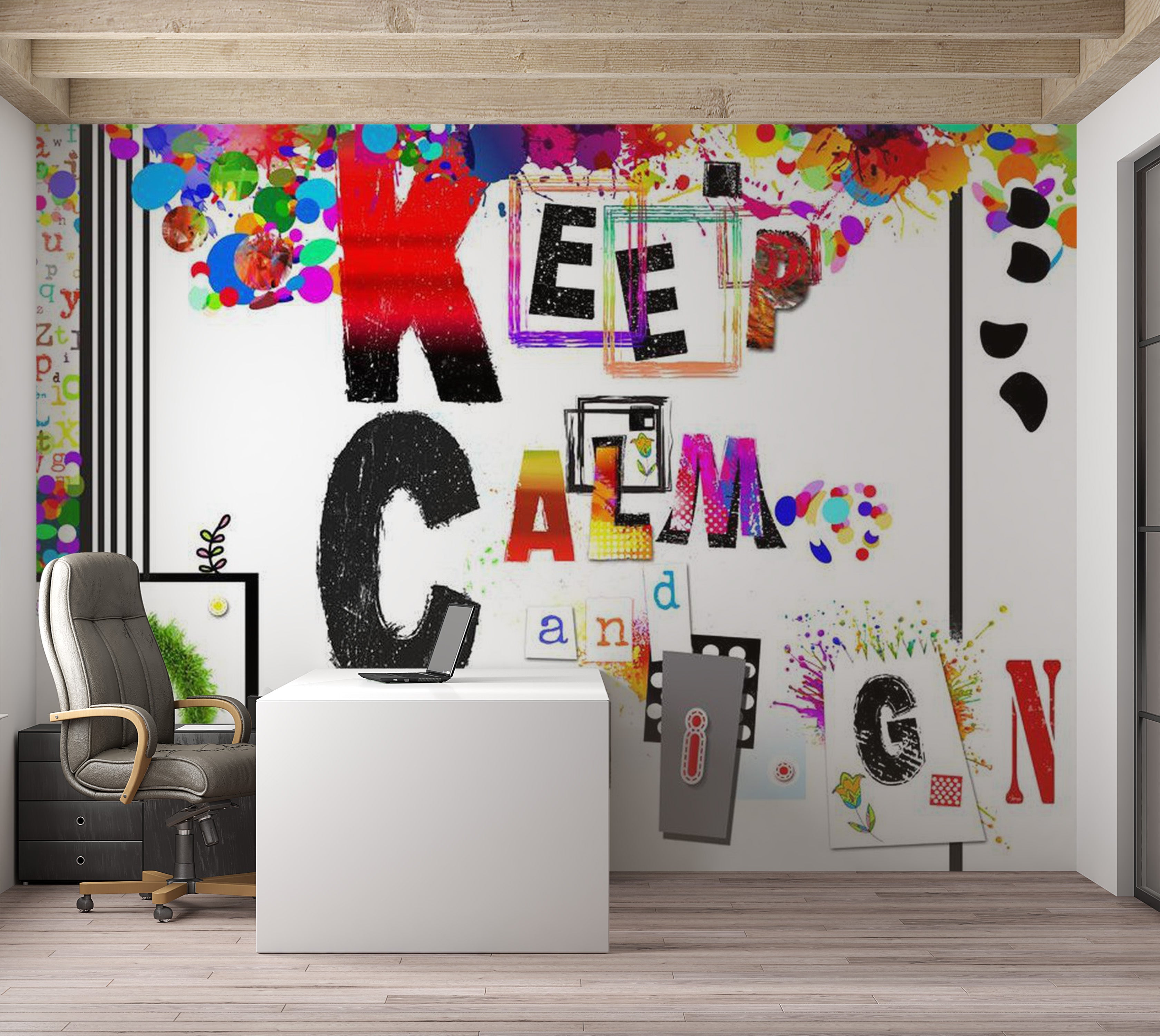 Street Art Wallpaper Wall Mural - Keep Calm And Design 39"Wx27"H