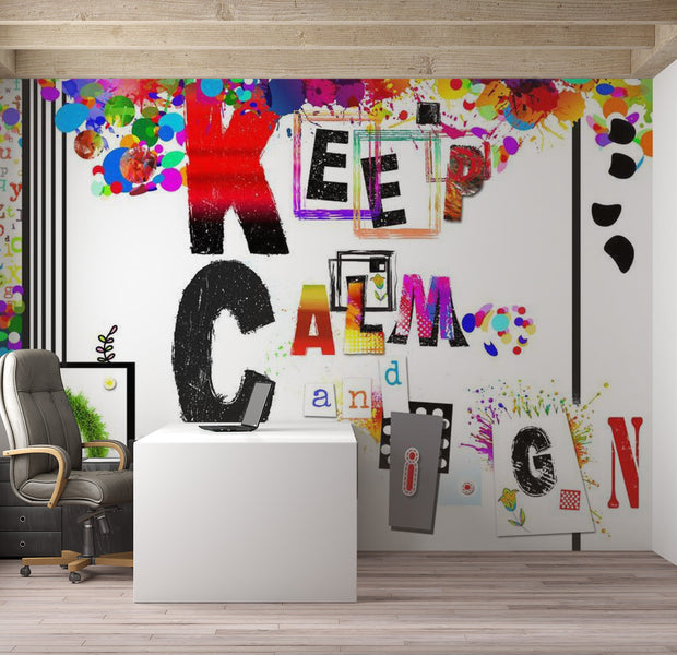 Street Art Wallpaper Wall Mural - Keep Calm And Design 39"Wx27"H