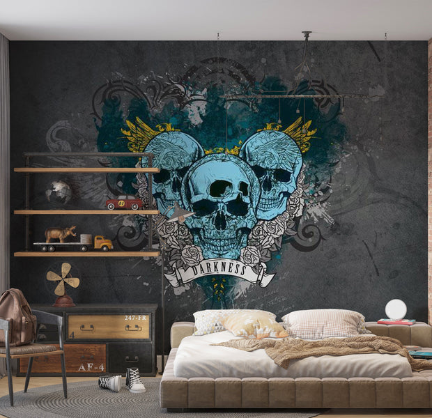 Street Art Wallpaper Wall Mural - Light Blue Darkness 39"Wx27"H