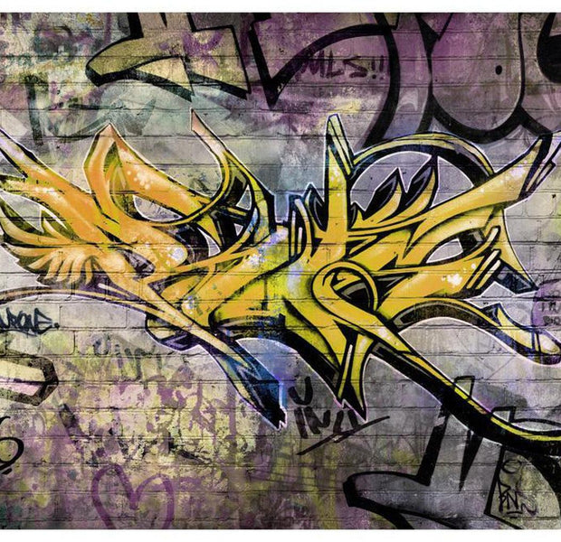 Street Art Wallpaper Wall Mural - Modern Yellow Graffiti