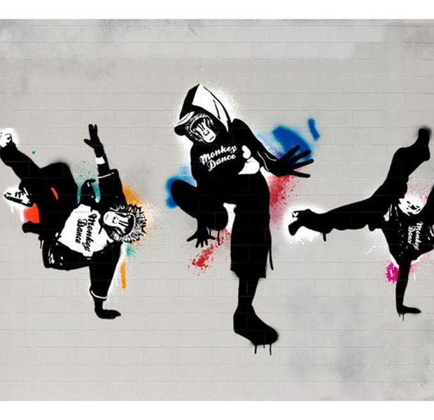 Street Art Wallpaper Wall Mural - Monkey Dance