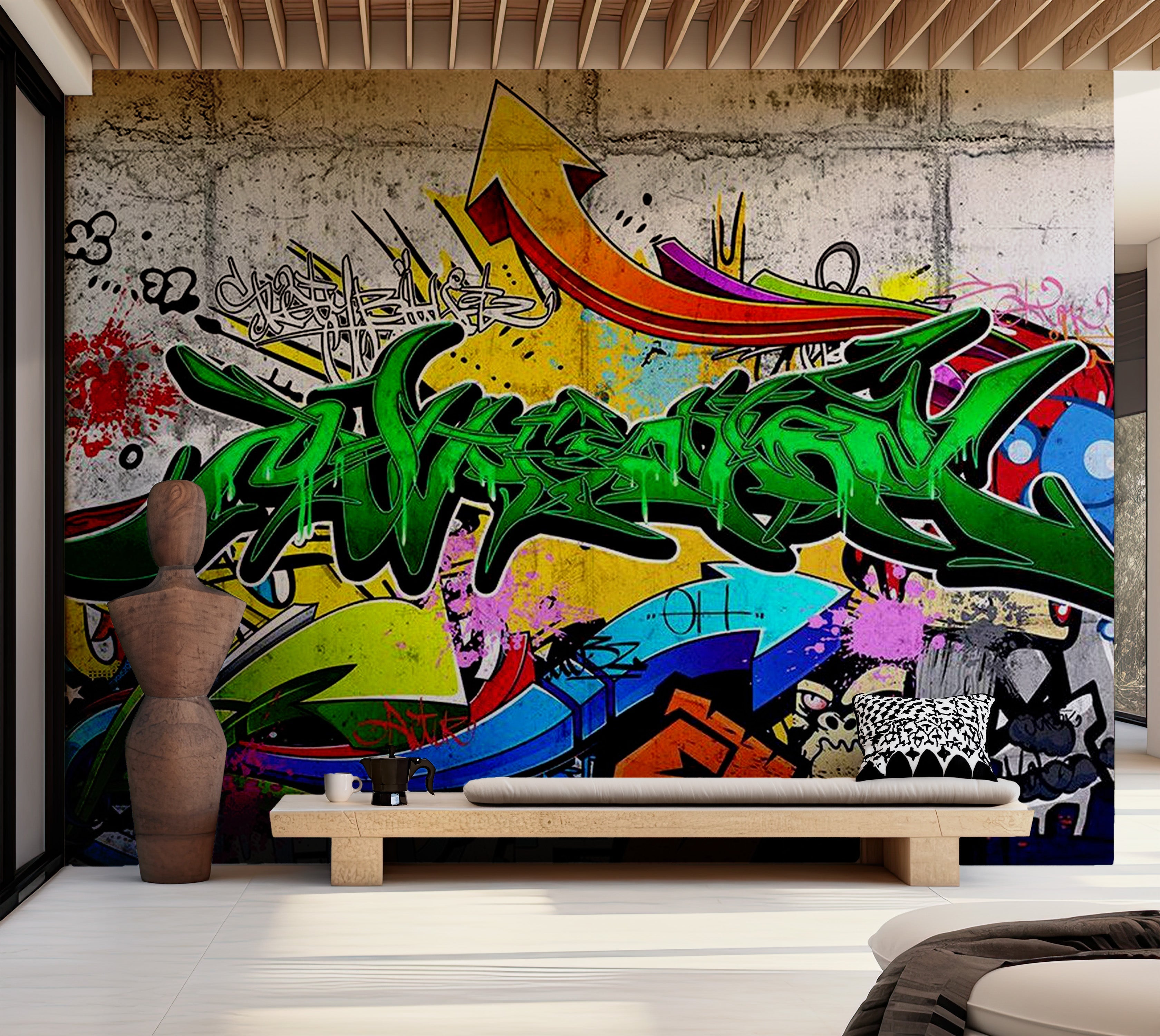 Street Art Wallpaper Wall Mural - Monkey Graffiti 39"Wx27"H