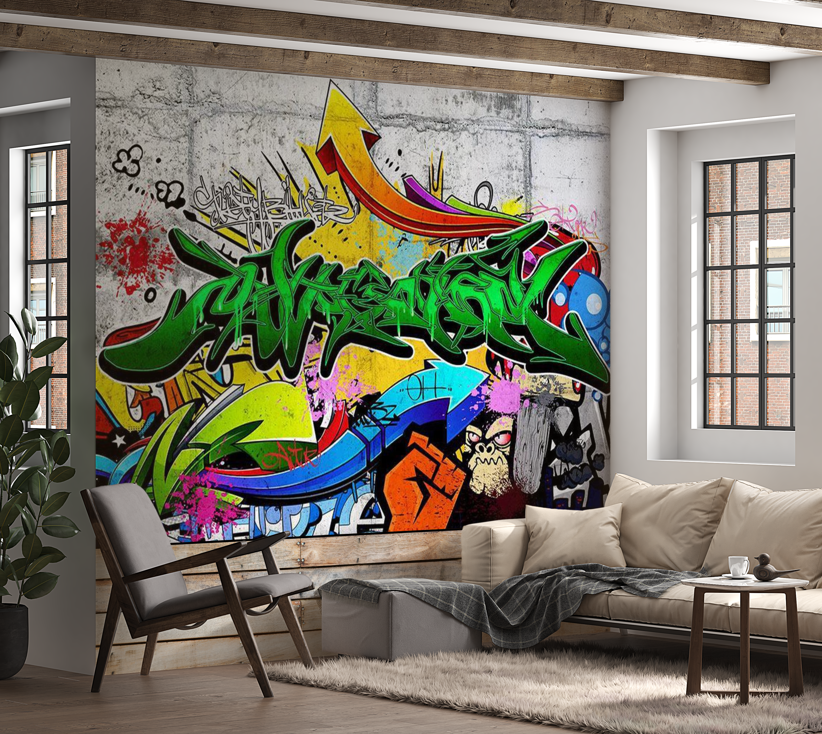 Street Art Wallpaper Wall Mural - Urban Graffiti 39"Wx27"H