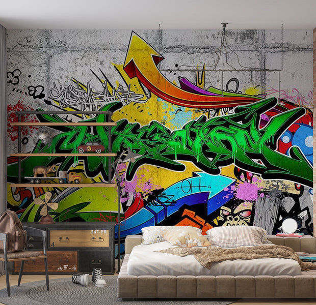 Street Art Wallpaper Wall Mural - Monkey Graffiti 39"Wx27"H