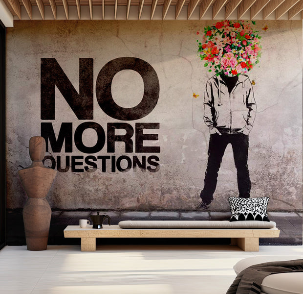 Street Art Wallpaper Wall Mural - No More Questions 39"Wx27"H