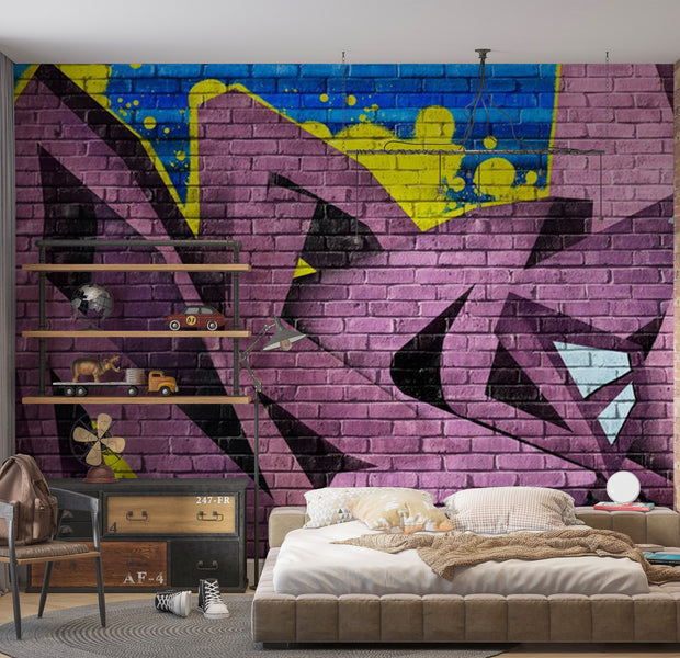 Street Art Wallpaper Wall Mural - Purple Abstract Graffiti 118"Wx90"H