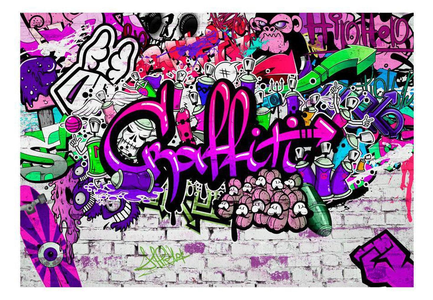 Street Art Wallpaper Wall Mural - Purple Graffiti Groove