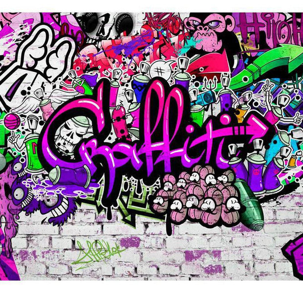 Street Art Wallpaper Wall Mural - Purple Graffiti Groove