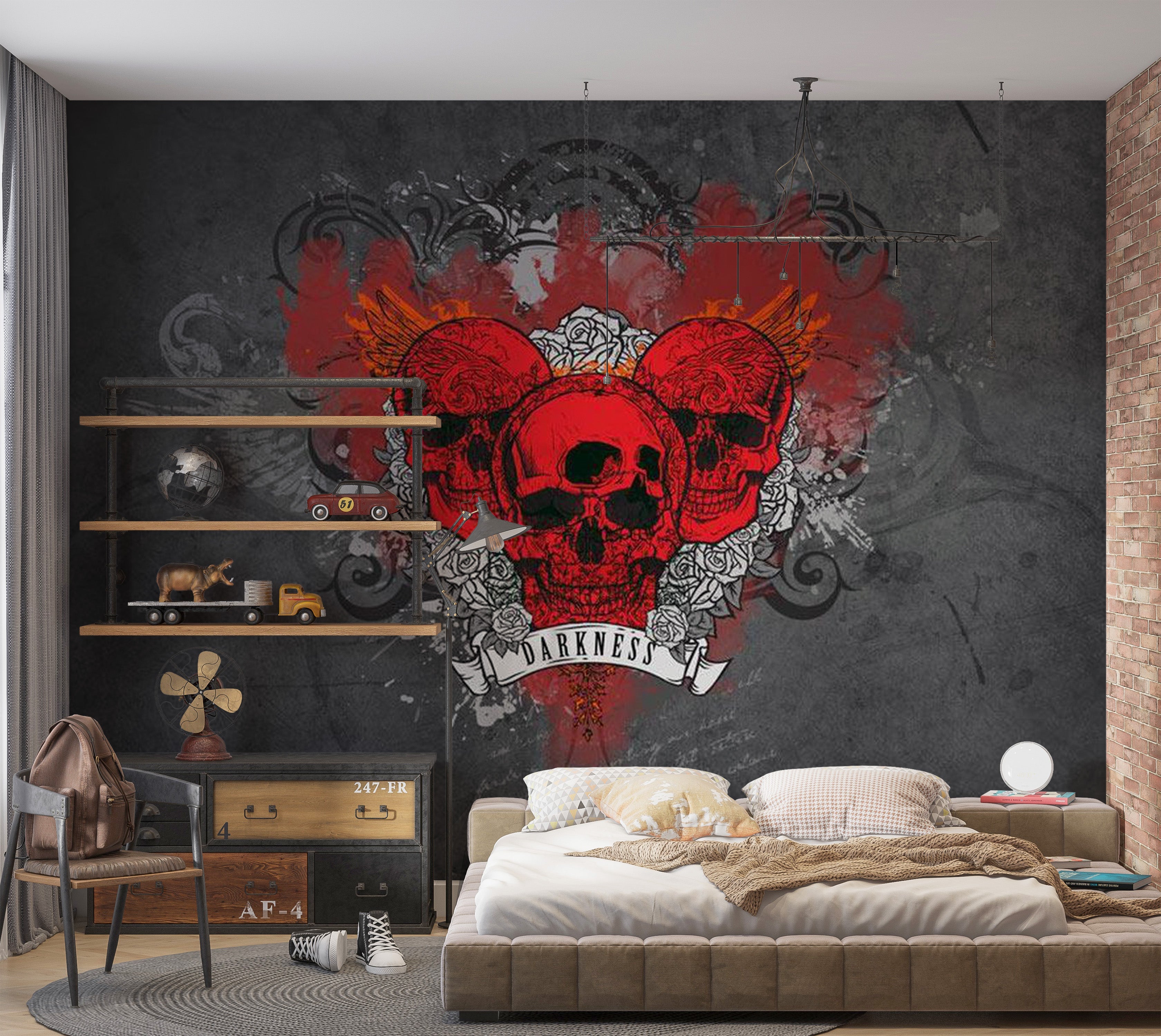 Street Art Wallpaper Wall Mural - Red Darkness 39"Wx27"H