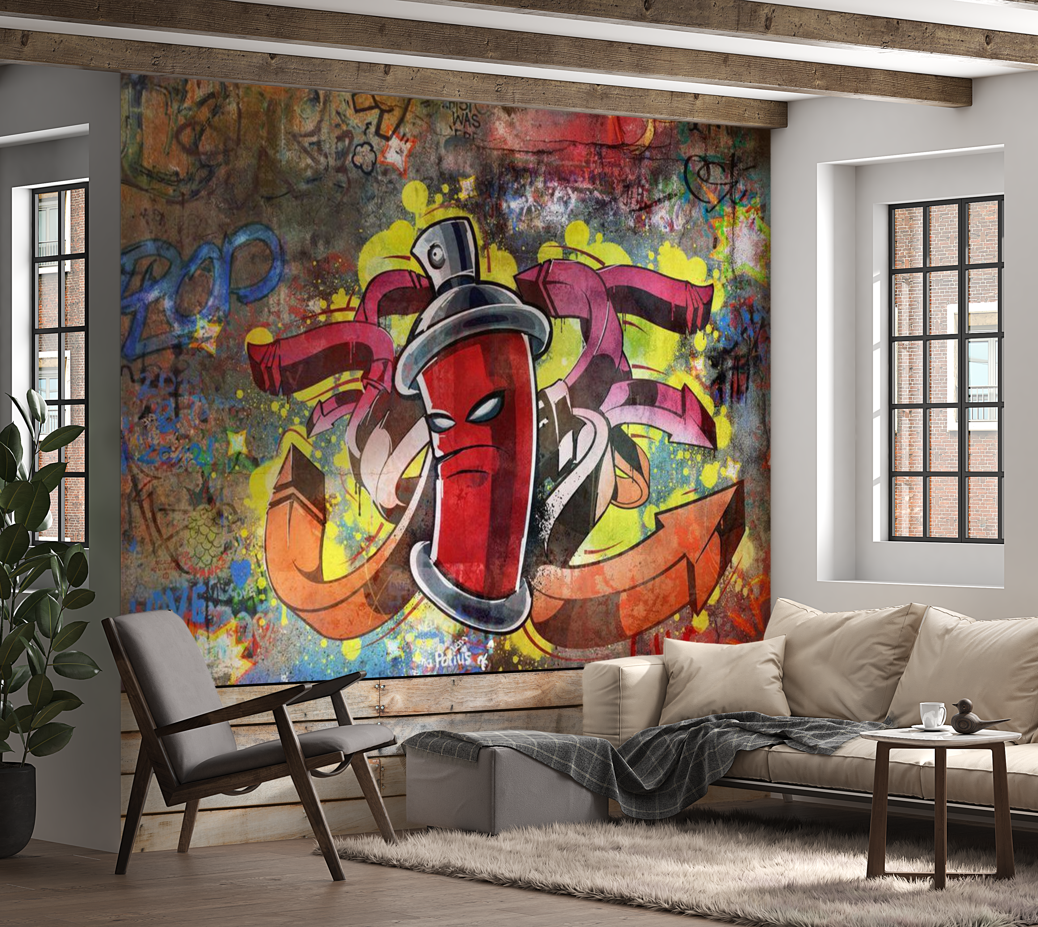 Street Art Wallpaper Wall Mural - Graffiti Monster 39"Wx27"H