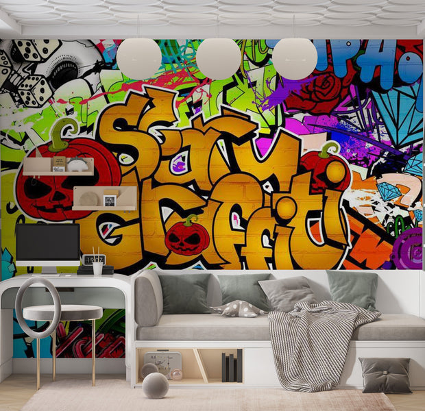 Street Art Wallpaper Wall Mural - Scary Graffiti 39"Wx27"H