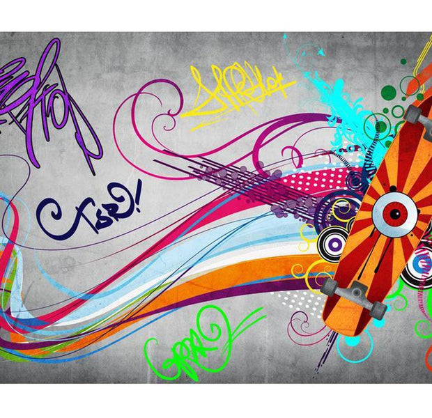 Street Art Wallpaper Wall Mural - Skateboard Swirls