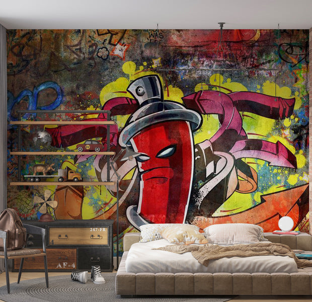 Street Art Wallpaper Wall Mural - Spray Paint Symphony 118"Wx90"H
