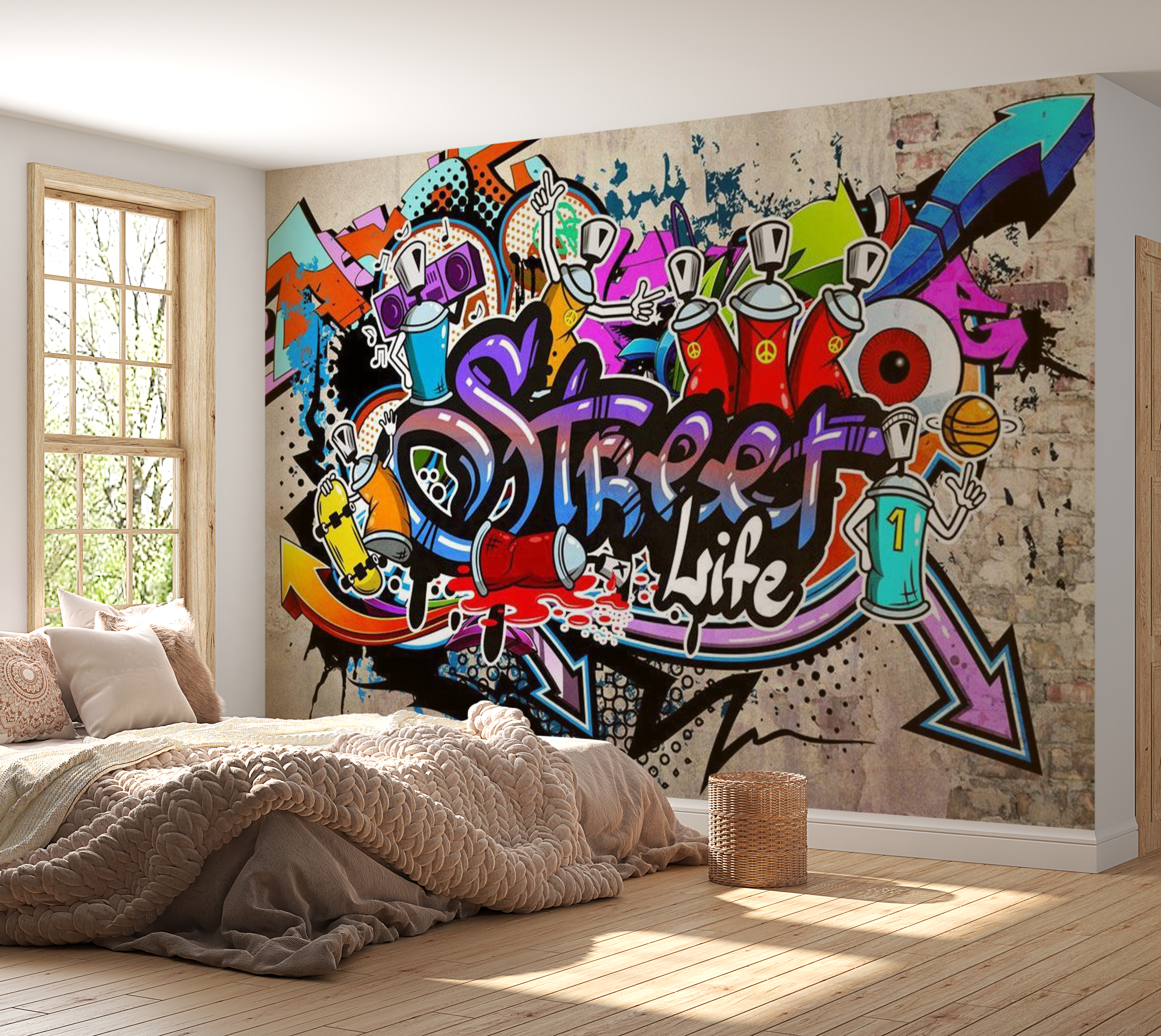 Street Art Wallpaper Wall Mural - Street Game 39"Wx27"H