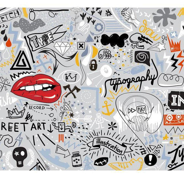 Street Art Wallpaper Wall Mural - Street Wall Scribbles