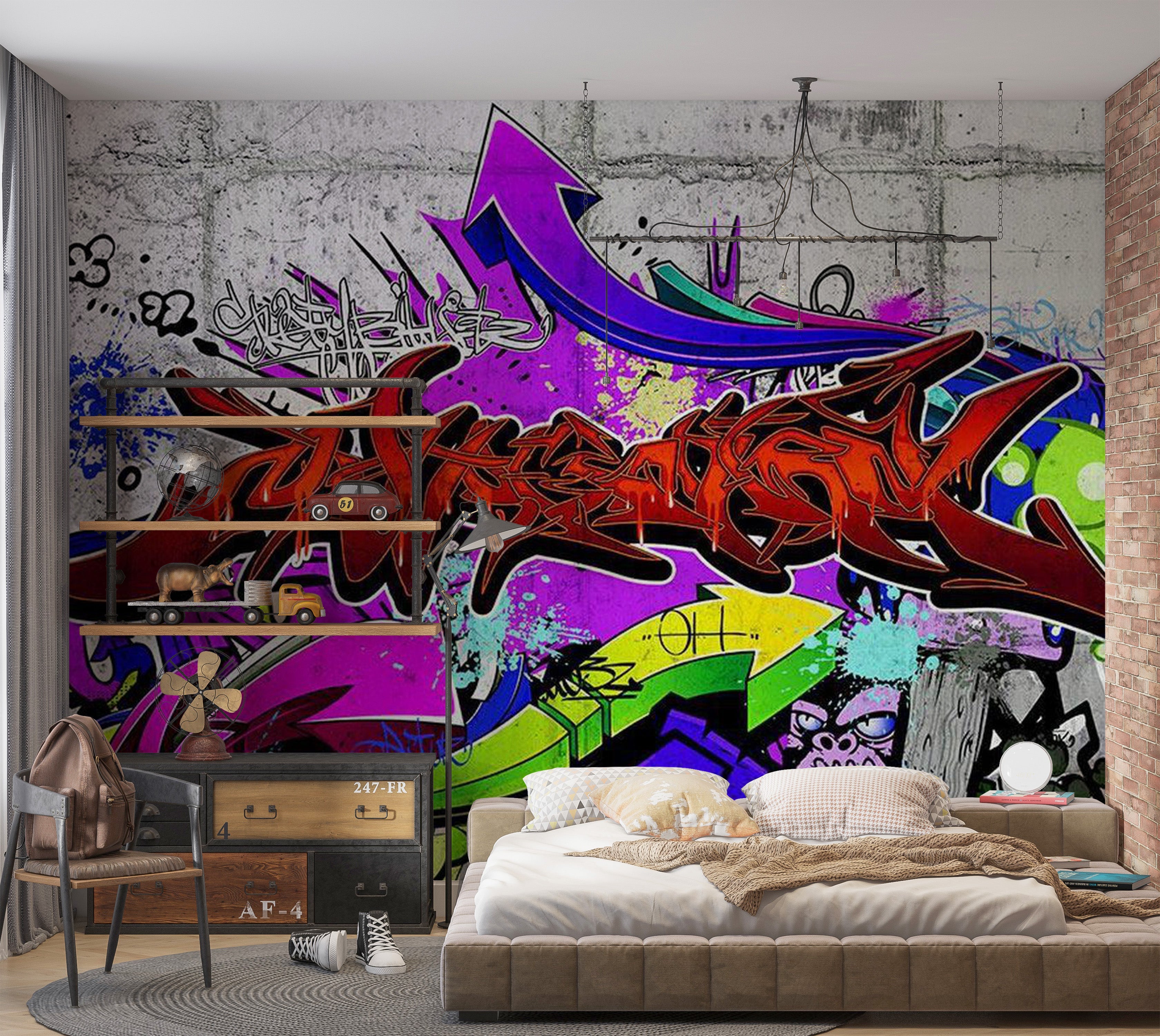 Street Art Wallpaper Wall Mural - Urban Spray of Inspiration 39"Wx27"H