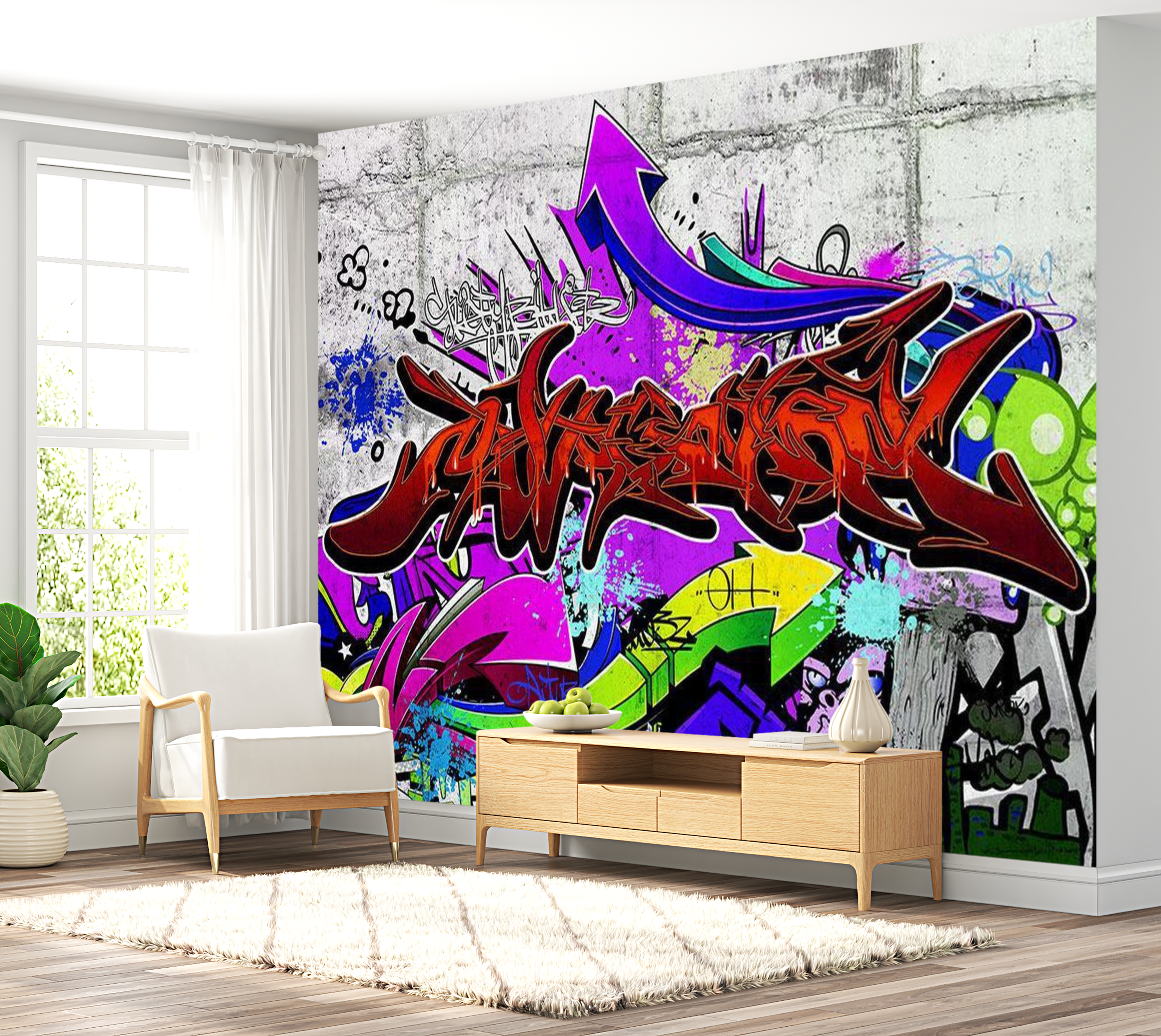 Street Art Wallpaper Wall Mural - Urban Style 39"Wx27"H