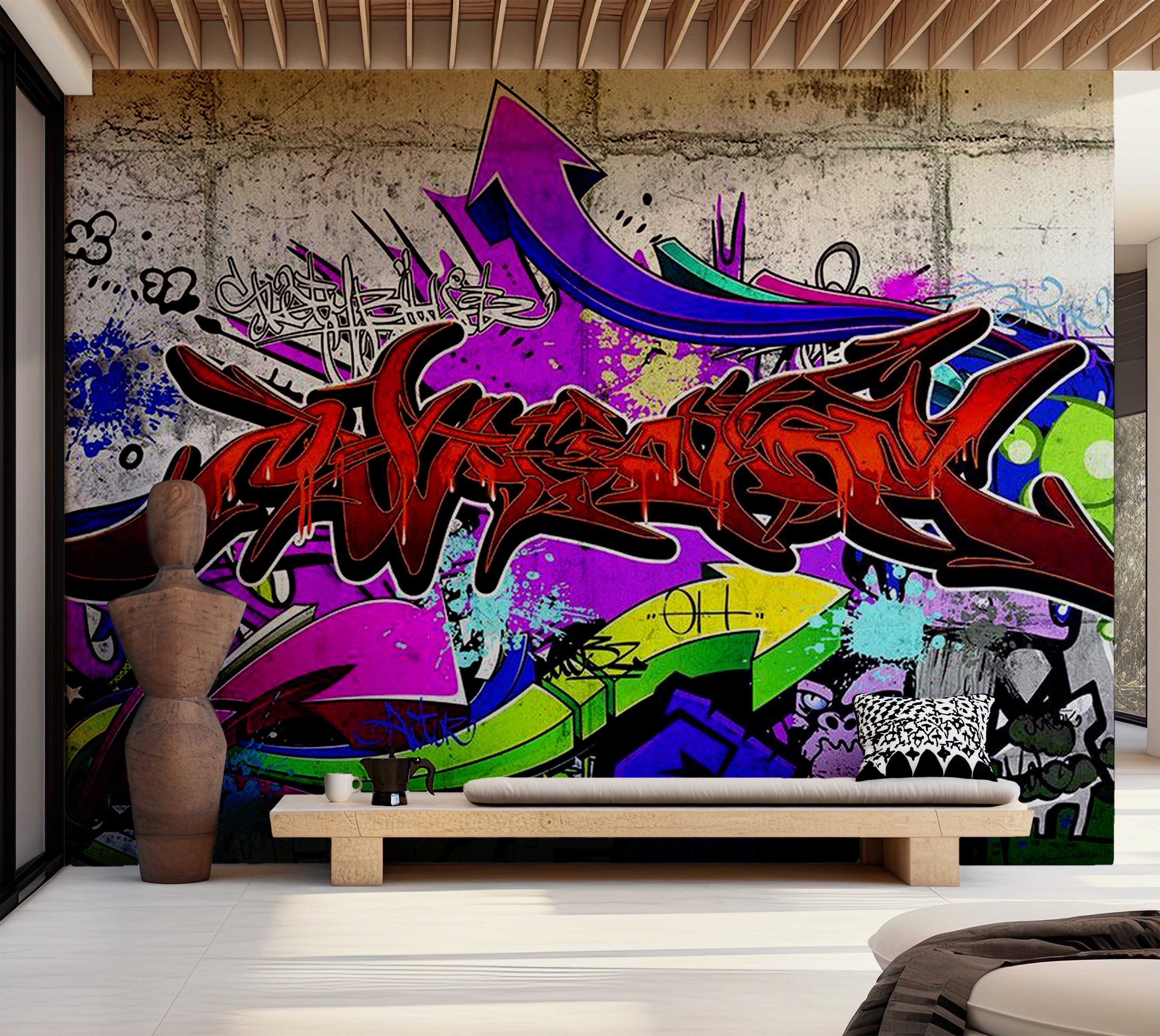 Street Art Wallpaper Wall Mural - Urban Spray of Inspiration 39"Wx27"H