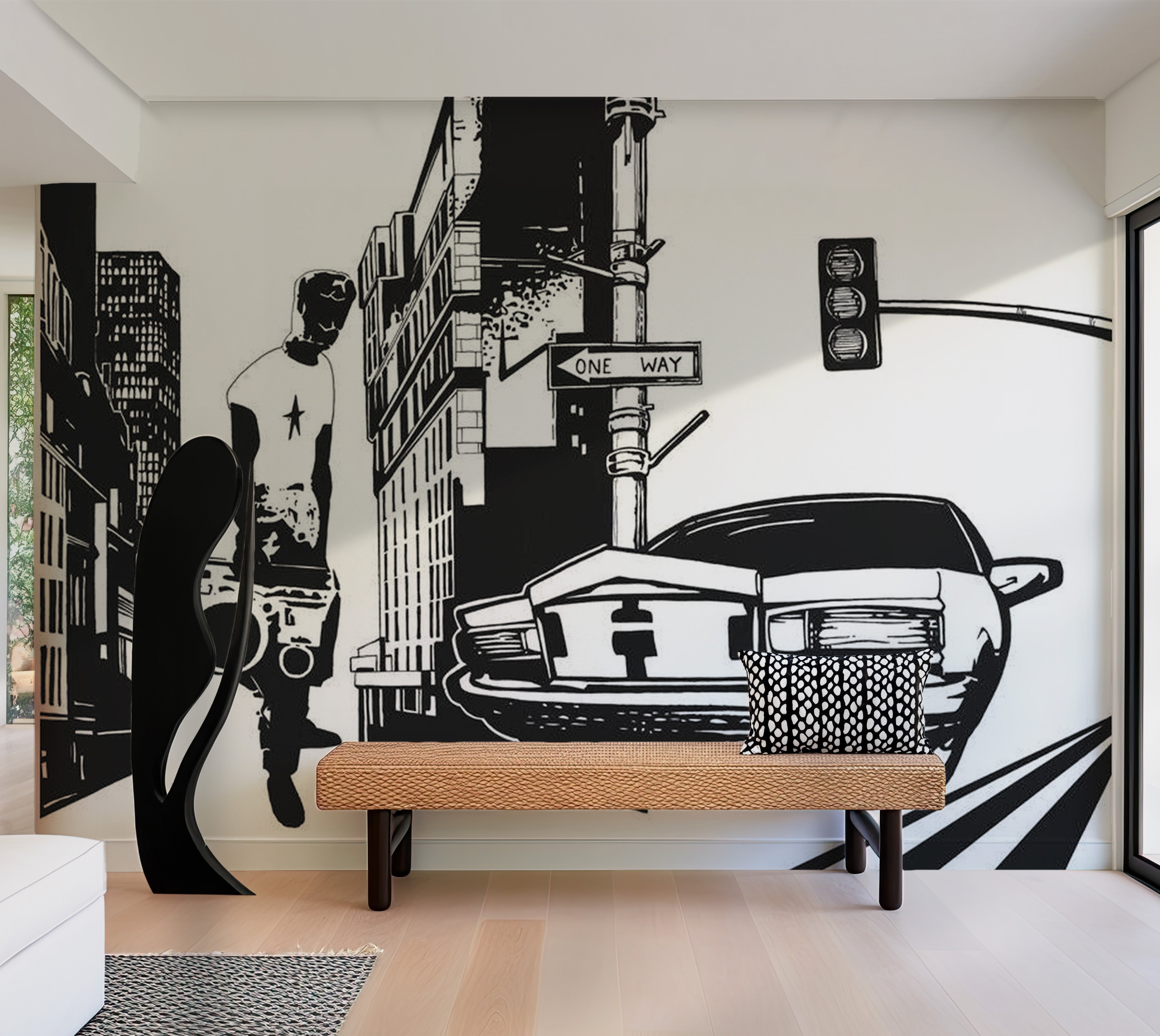 Street Art Wallpaper Wall Mural - Urban Style Drawing 118"Wx90"H