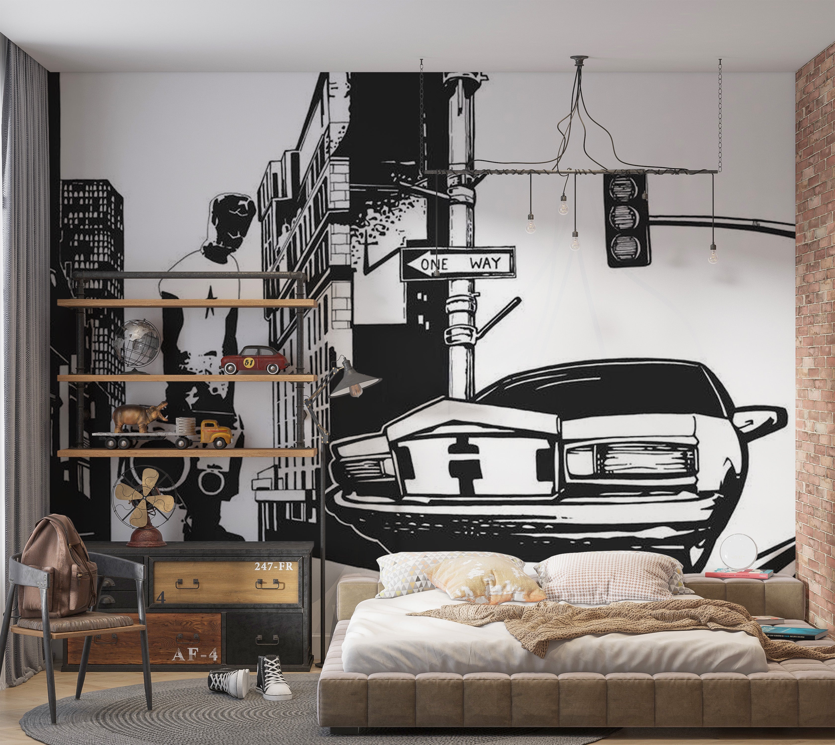 Street Art Wallpaper Wall Mural - Urban Style Drawing 118"Wx90"H