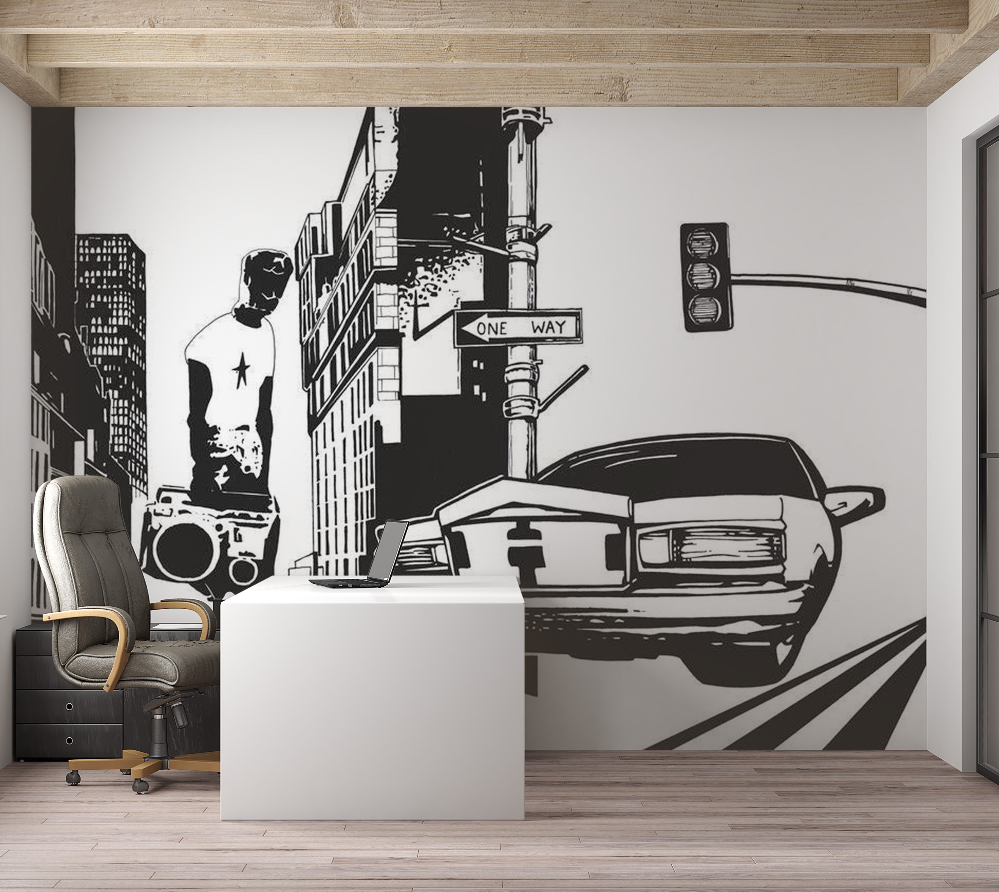 Street Art Wallpaper Wall Mural - Urban Style Drawing 118"Wx90"H